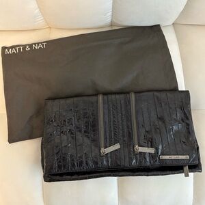 Matt & Nat Black Textured Handbag Clutch Vegan Leather